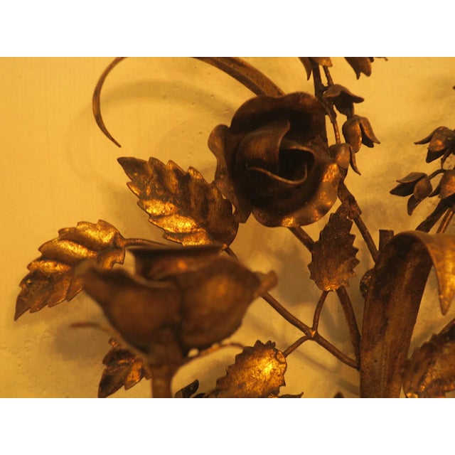 Gilt Tole Double Wall Candleholders with Roses by Hans Kögl, 1960s, Set of 2 For Sale - Image 10 of 18