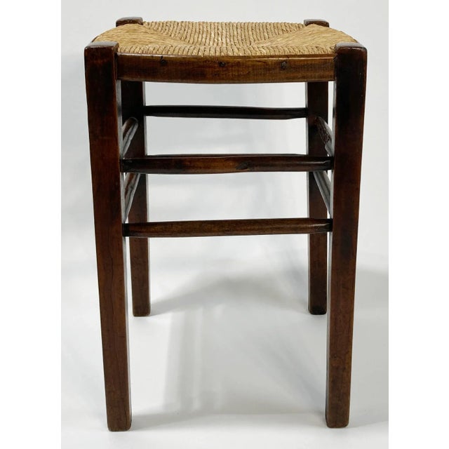 Early 20th Century Antique English Wood Woven Rush Seat Stool For Sale - Image 5 of 9