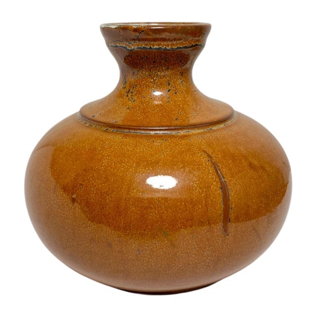 Copper Antique French Porcelain Vase With Rich Copper Color Glaze For Sale - Image 8 of 9