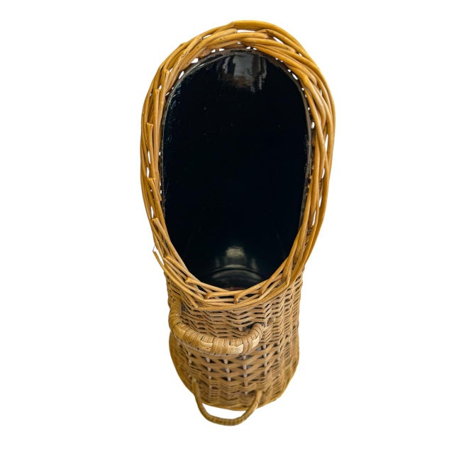 Vintage Umbrella Stand in Metal and Rattan, 1960s For Sale - Image 9 of 10