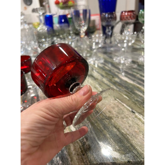 Red Set of 4 Mid Century Modern Cristal D’arque French Champagne Coupes Red For Sale - Image 8 of 12