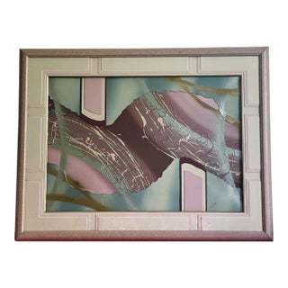 Late 20th Century Postmodern Abstract Mixed-Media Painting Signed Walcutt, Framed For Sale