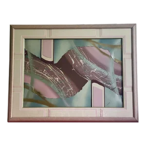 Late 20th Century Postmodern Abstract Mixed-Media Painting Signed Walcutt, Framed