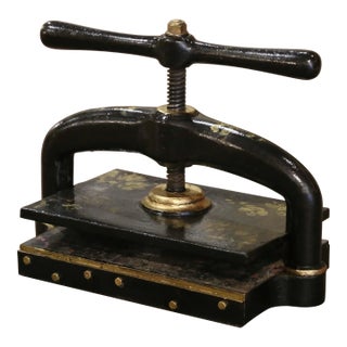 19th Century French Black-Painted and Gilt Cast Iron Bookbinding Press For Sale