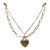 Two Layer Heart Necklace 10kt Yellow Gold Paperclip Chain New For Sale