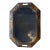 Antique Octagonal Black Lacquer and Gold Tole Tray For Sale