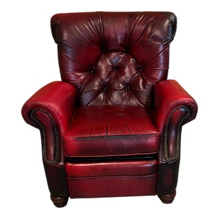 Barcalounger Full Crimson Leather Recliner For Sale