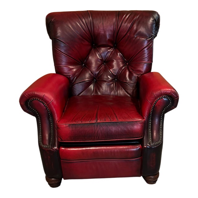 Barcalounger Full Crimson Leather Recliner For Sale