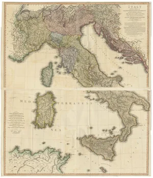 Large Double Page Detailed Map of Italy and Surrounding Regions, 1794, Set of 2