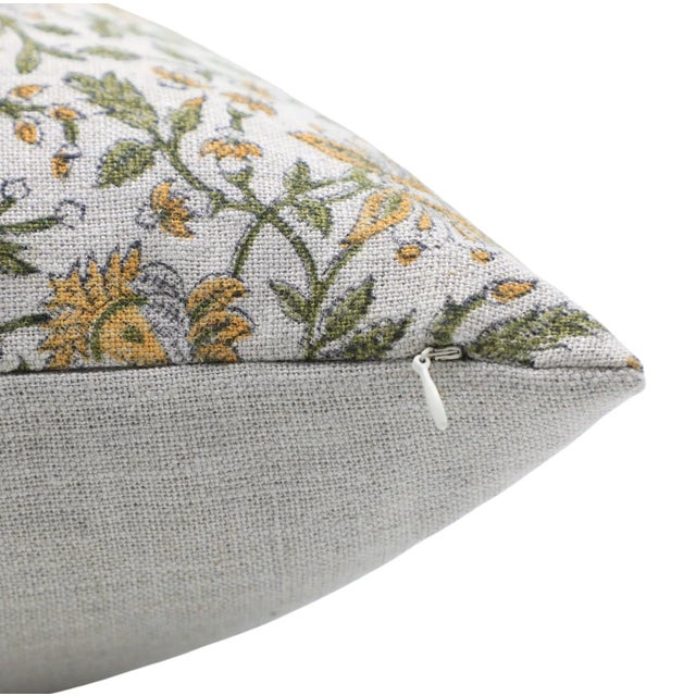 Farmhouse Block Printed Pillow Cover - Thick Linen 24x24 Inch - Neera Bel For Sale - Image 3 of 5