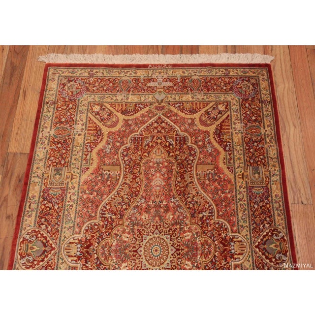 Nazmiyal Collection Vintage Silk Persian Animal Design Qum Rug For Sale In New York - Image 6 of 7