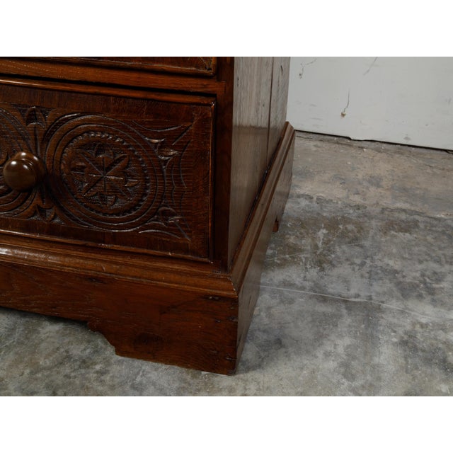 English English Georgian Period 1800s Oak Chest with Four Drawers and Carved Motifs For Sale - Image 3 of 12