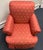 Salmon Recently Reupholstered Swivel Chair With Ottoman For Sale - Image 8 of 10