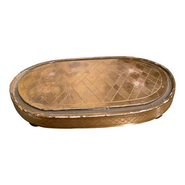 Antique Oblong Giltwood Dome Plateau For Sale