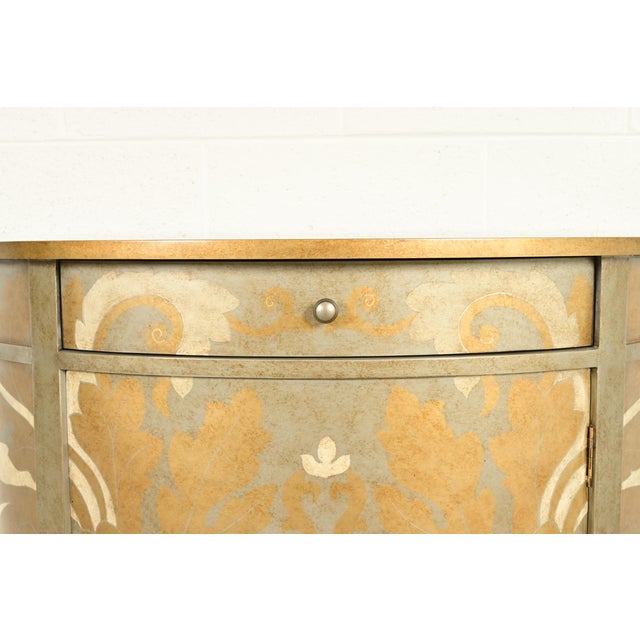 Wood Italian Neoclassical Paint Decorated Demilune Cabinet For Sale - Image 7 of 15