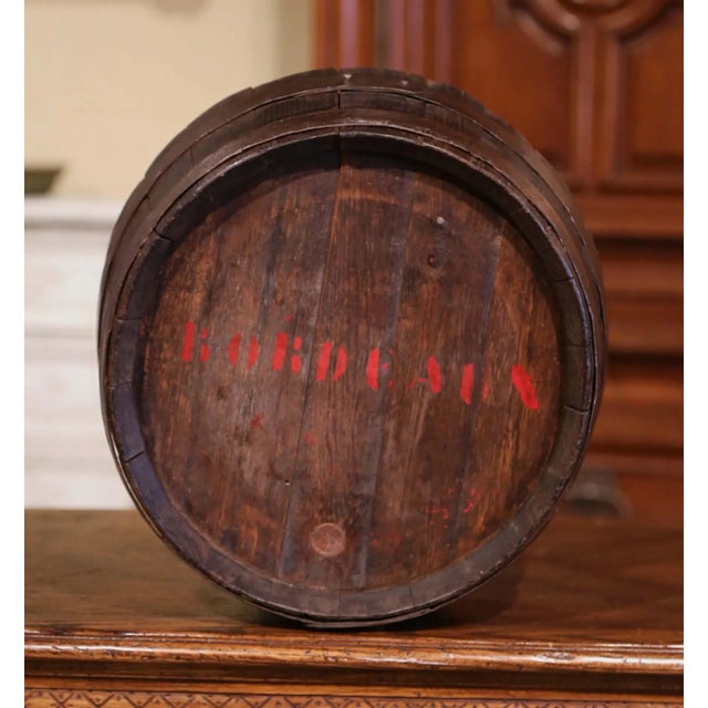 Late 19th Century 19th Century French Polished Iron and Oak Decorative Wine Barrel Top For Sale - Image 5 of 10