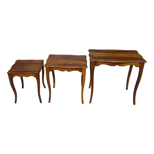 Louis XV Walnut Nesting Tables, 1970s, Set of 3 For Sale