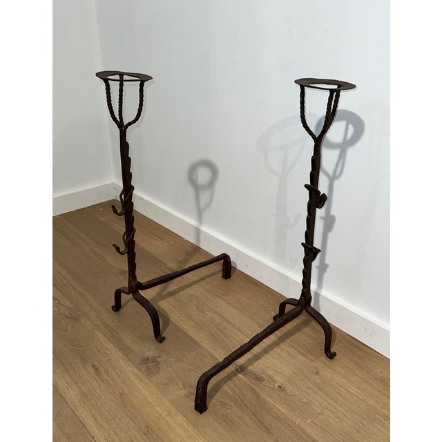 Wrought Iron Landiers. French. 18th century - a Pair For Sale - Image 6 of 12
