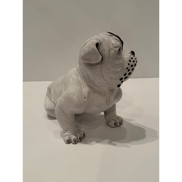 Terracotta Italian Black and White Bulldog Sculpture For Sale - Image 4 of 12