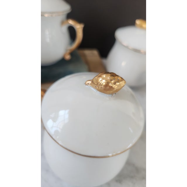Vintage Strafford White & Gilt Pots De Crème - Set of 4 For Sale - Image 4 of 18