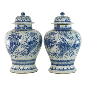 Pair of 18th-Century Chinese Blue and White General Jars