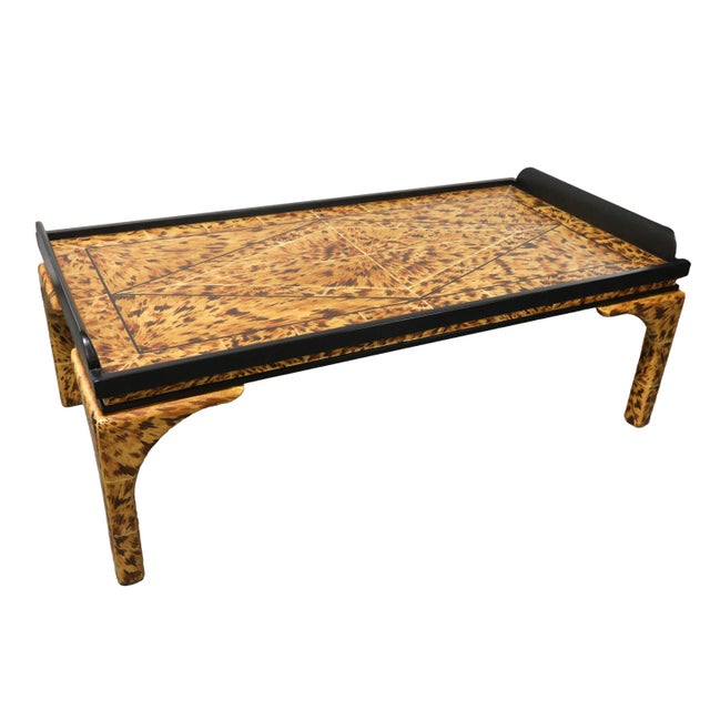 Art Deco Custom Lacquered Faux-Tortoise Coffee Table. For Sale - Image 3 of 13