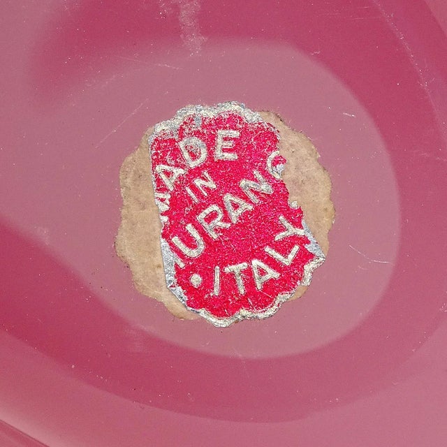 Glass Murano Seguso Vintage Opalescent Dark Pink White Italian Art Glass Swan Bird Sculpture Figure For Sale - Image 7 of 8