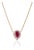 18k Gold Natural Ruby Diamond Pear Pendant Necklace For Sale