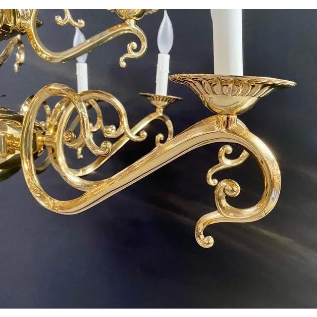 English Victorian Style Brass Chandelier, 15 Arms For Sale - Image 11 of 12