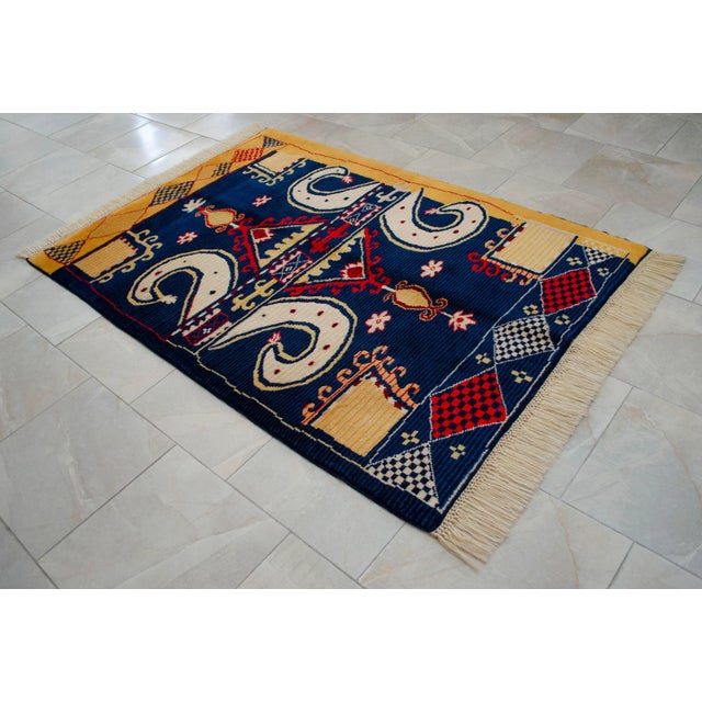 Hand-Knotted Vintage Turkish Rug, Tribal Geometric Wool Carpet New 4x6 Ft For Sale - Image 17 of 17