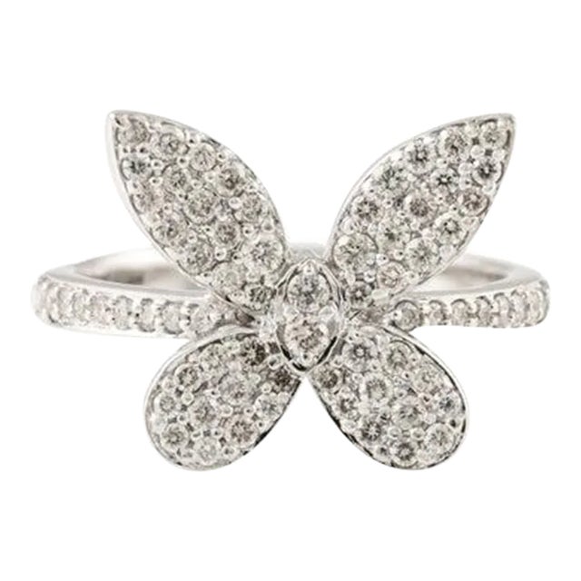 Brilliant Diamond Butterfly Cluster Ring Size 7 (All Sizes Available) For Sale
