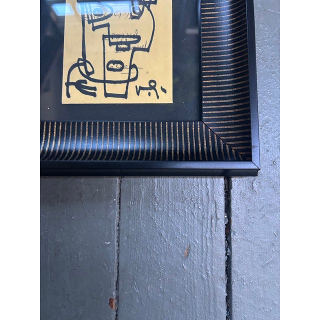 Contemporary original abstract marker drawing by Wayne Cunningham. Signed and framed. Measures approximately 3x5.5 or...