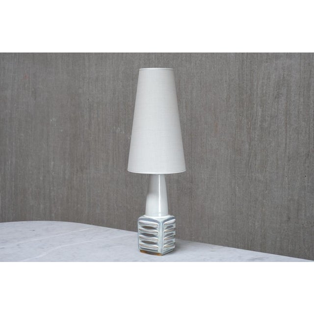 Mid-Century Modern Misty Blue Glazed Ceramic Table Lamp by Einar Johansen for Søholm, Denmark, 1960s For Sale - Image 3 of 12
