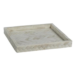 Bengkulu Bone Braided Tray, 12" x 12" x 1.25" For Sale