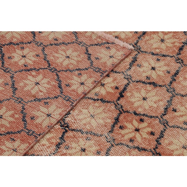Textile Vintage Distressed Runner Rug, Muted Rust and Beige Floral Pattern For Sale - Image 7 of 8