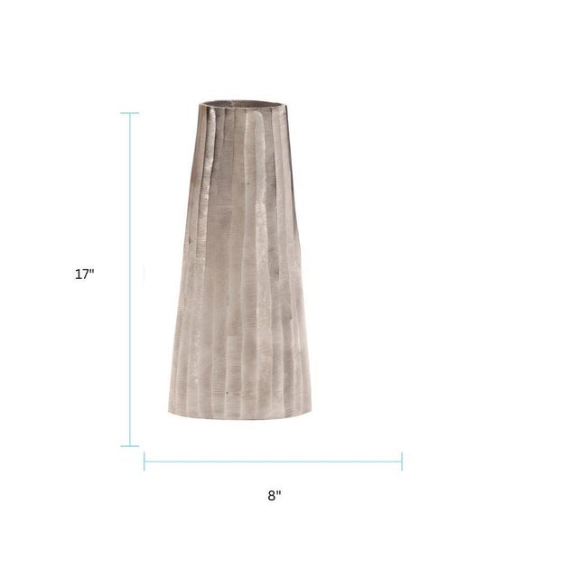 Contemporary Silver Chiseled Metal Vase For Sale - Image 3 of 6