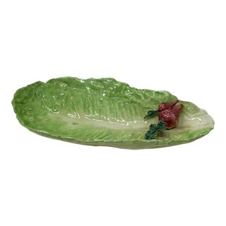 19thC Italian Soft Paste Cabbage Leaf Celery Dish With Radish. Napoli Eda For Sale