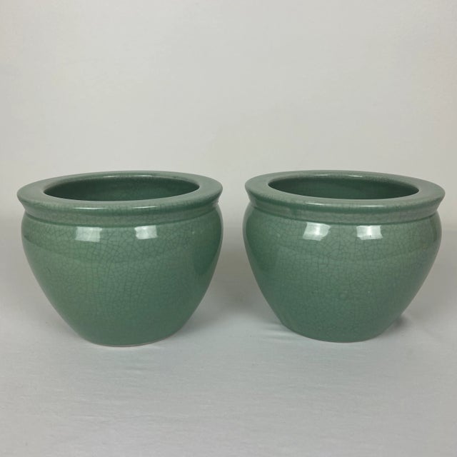 Chinese 1980s Small Crackled Celadon Fish Bowls - a Pair For Sale - Image 3 of 9