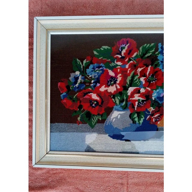 Textile Framed Floral Tapestry in Fabric, 1970s For Sale - Image 7 of 9