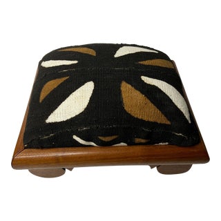 Vintage Mud Cloth Covered Foot Stool For Sale