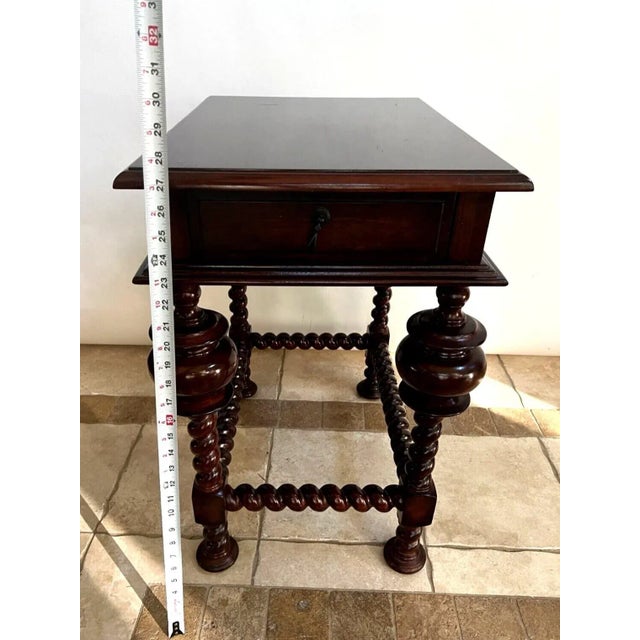 Brown Side Table Gothic Style Barley Twist Legs Drawer by Uttermost Furniture For Sale - Image 8 of 10