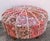 Large Round Puffy Pink Floral Patchwork Ottoman Footstool For Sale - Image 4 of 8