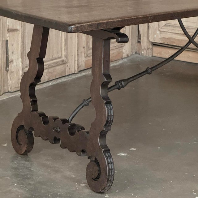 19th Century Spanish Walnut Dining Table With Wrought Iron For Sale - Image 11 of 18