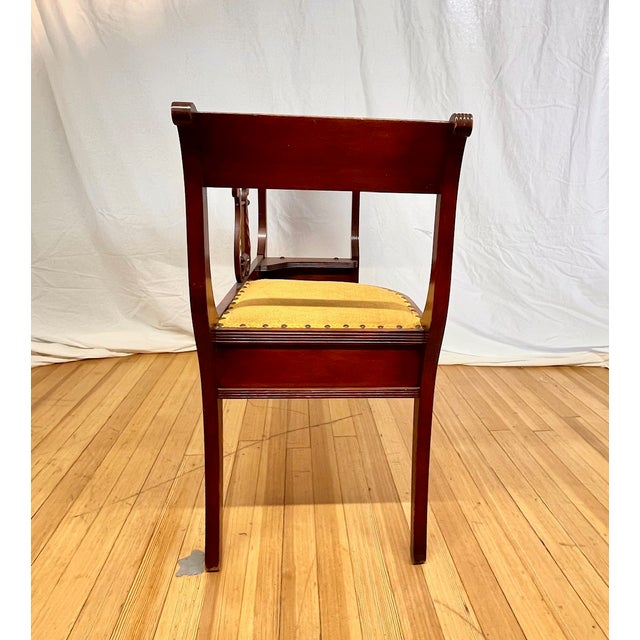 American Graceful Vintage Duncan Phyfe Style Harp Mahogany Gossip Bench /Telephone Table For Sale - Image 3 of 7