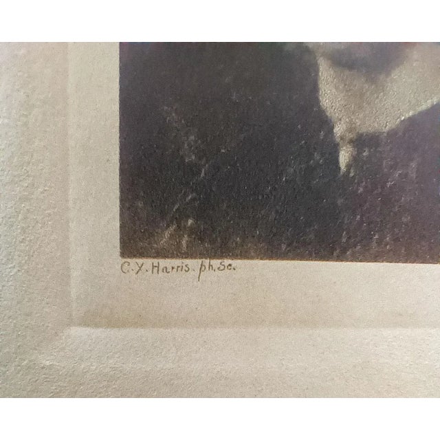 Tiny vintage photogravure portrait on paper of handsome man with mustache and bushy hair looks like a young James...