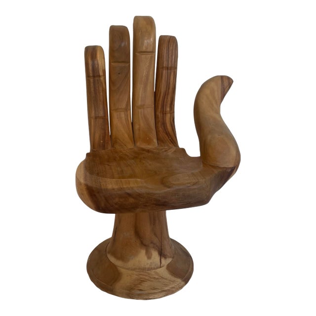 1970s Buddha Hand Carved Wooden Chair For Sale