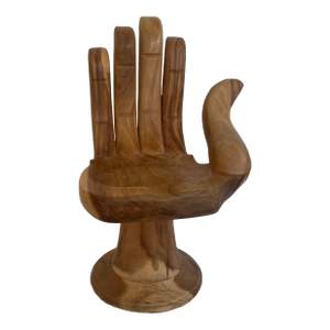 1970s Buddha Hand Carved Wooden Chair