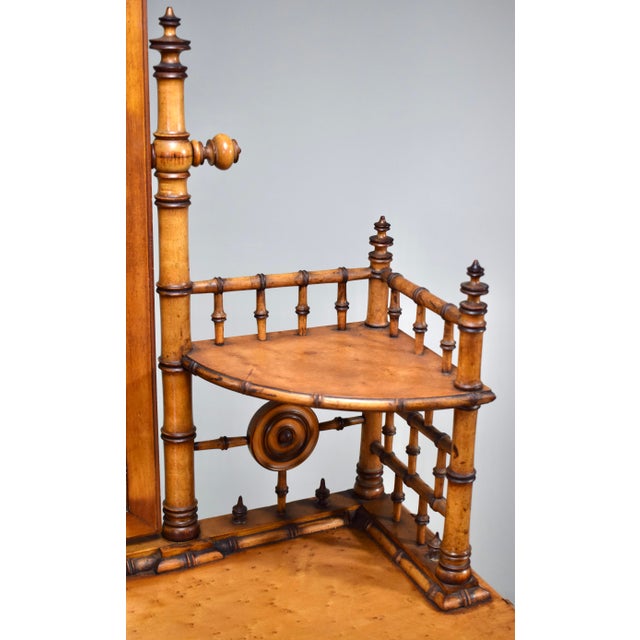 Bird's-Eye Maple Faux Bamboo Dressing Table and Chair by R J Horner & Co For Sale In Philadelphia - Image 6 of 12