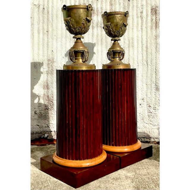 Vintage Boho Fluted Column Pedestals - a Pair For Sale In West Palm - Image 6 of 9