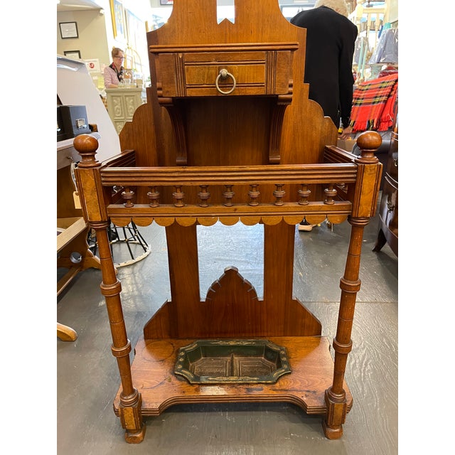 Late 19th Century Antique Eastlake Oak Wood Hall Tree Chairish